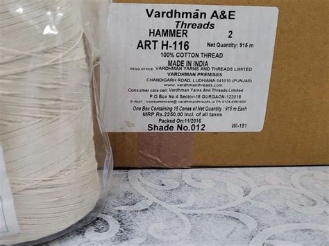 Plain Vardhman White Cotton Thread For Textile Industry At Rs 2250 Box