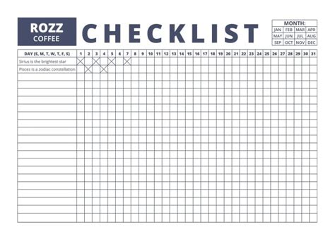 Plantilla Gratuita De Checklist Simple De Cafetería Rozz Para Diseñar