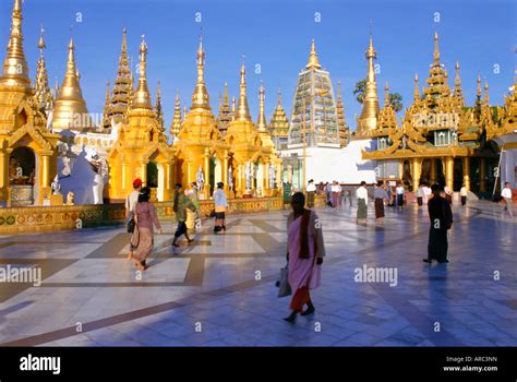 Golden Spires Shwedagon Paya Shwe Dagon Pagoda Yangon Rangoon