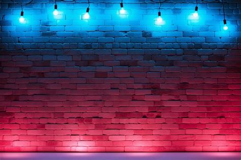 Premium Photo Lighting Effect Red And Blue On Empty Brick Wall