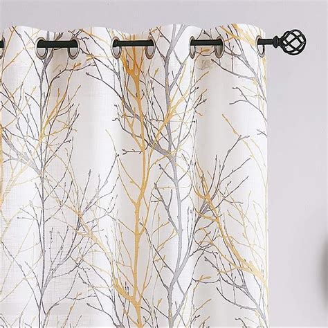 Buy Fmfunctex Yellow And Grey Branch Print On White Curtains 45 For