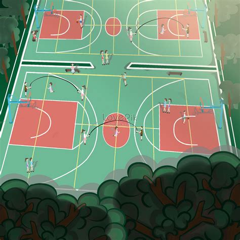 Campus basketball court illustration image_picture free download ...