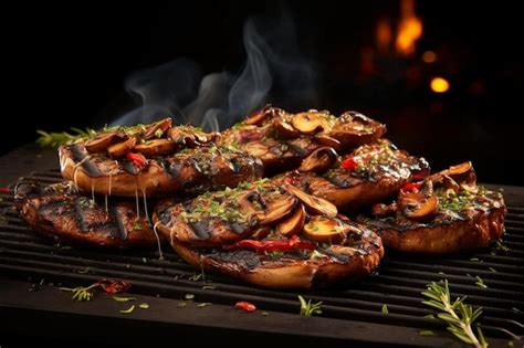 Premium Photo Bbq Grilled Portobello Mushroom Steaks