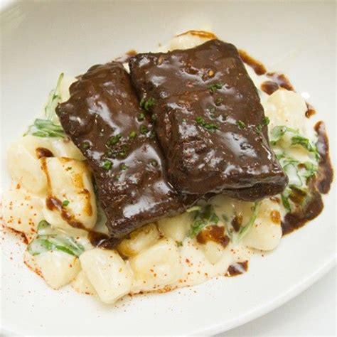 Braised Short Ribs With Potato Gnocchi Baby Arugula And Parmesan Cream