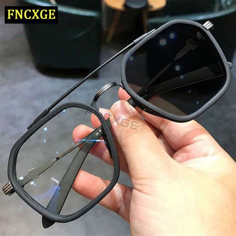 Fncxge Women Men Photochromic Anti Radiation Glasses Computer Eyewear Replaceable Lens Oversized