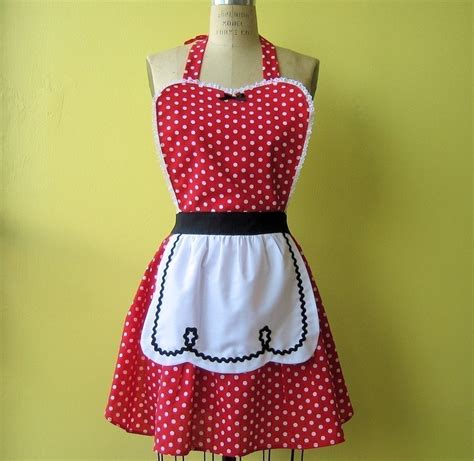 Red Polka Dot Apron Retro Apron Lucy Apron Womens Etsy Retro Apron