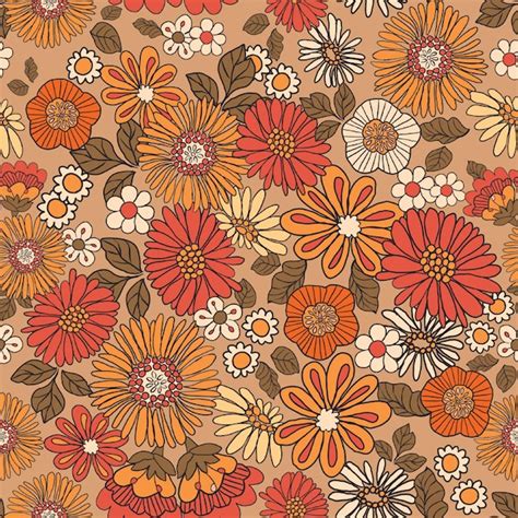 Premium Photo Groovy Flower Seamless Pattern