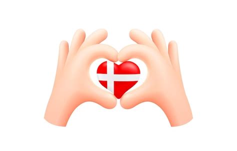 Premium Vector Denmark Flag In Form Of Hand Heart National Flag