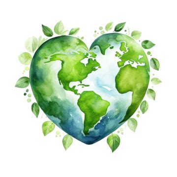 Eco Friendly Earth Heart Shape Symbol Watercolor Painting Eco Earth