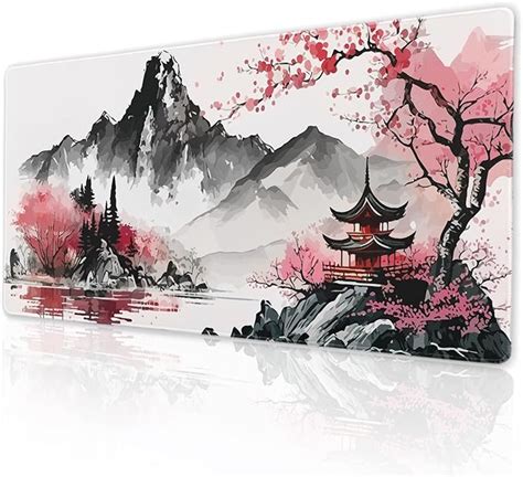 Amazon Japanese Cherry Blossom Gaming Mouse Pad Large Desk Mat