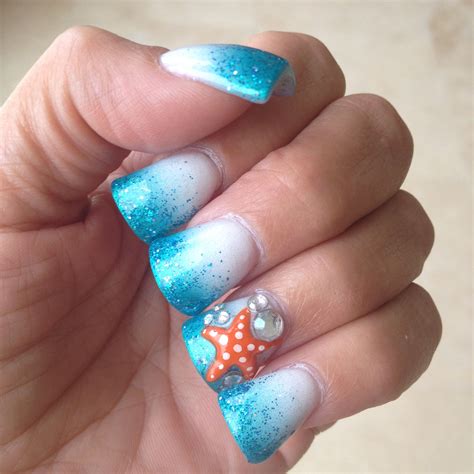 Beach Mermaid Nails Summery Nails Beachy Nails Tropical Nails Summer