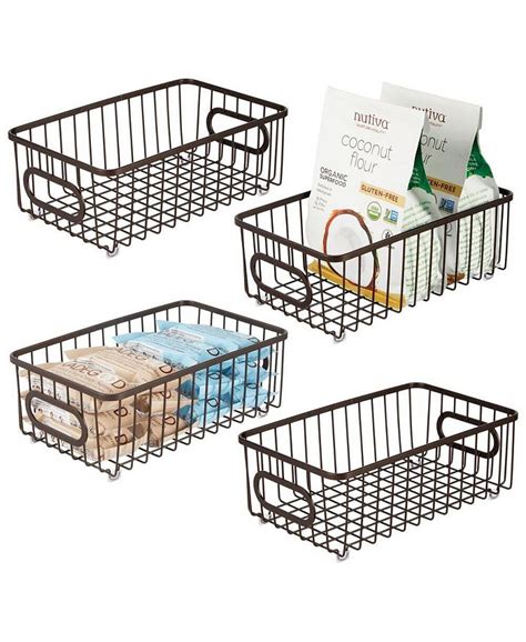 Mdesign Small Metal Wire Food Storage Organizer Bin 4 Pack Bronze