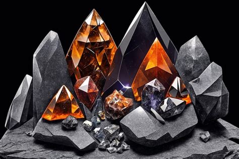 Premium Ai Image Composition Of Several Crystals And Gemstones On A