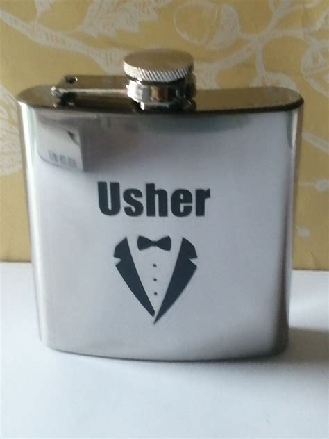 6 X Wedding T Hip Flask 6oz Stainless Steel Personalised Roles Ebay