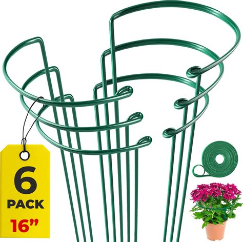 Yeoaum 5 Pack Plant Support Stakes Adjustable Plant Ring