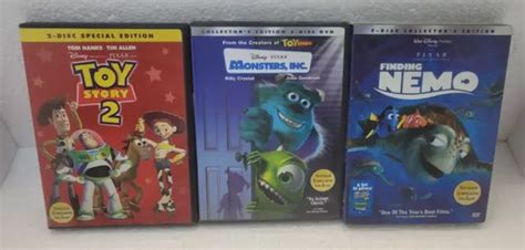 3 X DISNEY Pixar Set Monsters Inc Finding Nemo Toy Story 2 DVD Spec