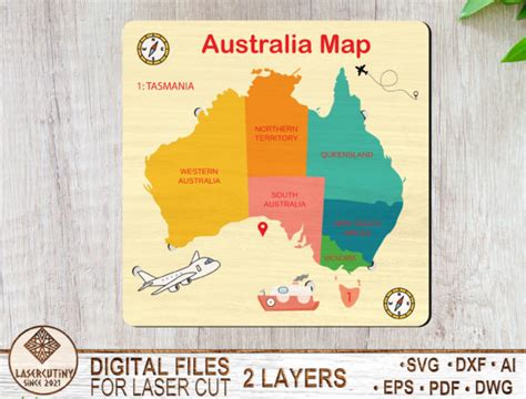 Australia Map Puzzle Laser Cut File Designs Graphics