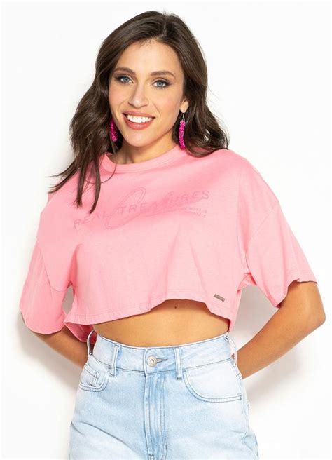 Camiseta De Malha Rosa Colcci