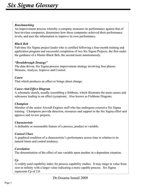 Six Sigma Glossary Pdf