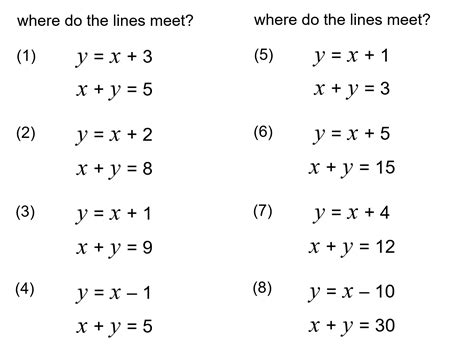 Simple Simultaneous Equations Worksheets