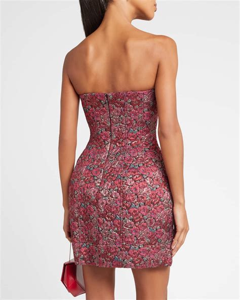 Liv Foster Strapless Floral Jacquard Mini Dress Neiman Marcus