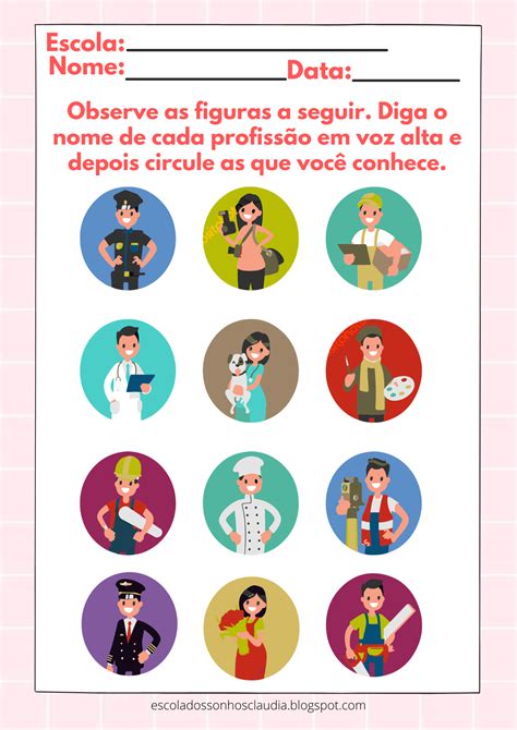 Atividades Sobre Profissões Para Educação Infantil BRAINCP