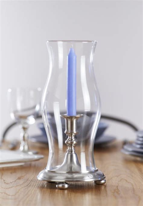 Pewter Candle Holder With Glass Italian Pewter Home Décor