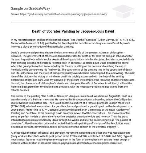 ⇉Death of Socrates Painting by Jacques-Louis David Analysis Essay Example | GraduateWay