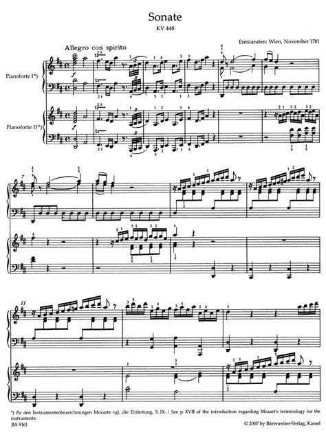 Oeuvre complète pour 2 Pianos MOZART Partition