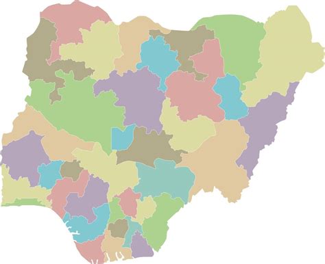 Regional Blank Map Of Nigeria With States And Administrative Divisions