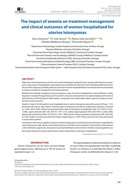 PDF The Impact Of Anemia On Treatment Management And Clinical