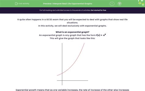 Interpret Real Life Exponential Graphs Worksheet - EdPlace