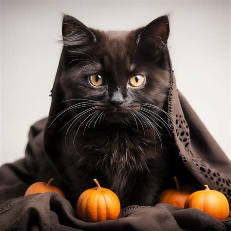 Premium AI Image Black Cat And Halloween Pumpkin Art Graphic Design