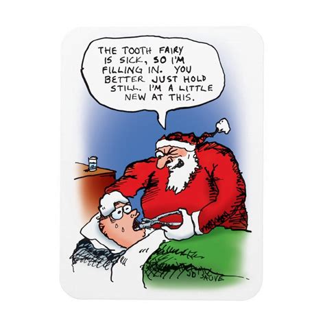 Tooth Fairy Santa Funny Christmas Cartoon Magnet | Zazzle | Funny christmas cartoons, Santa ...