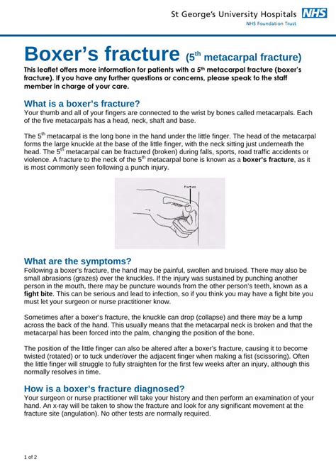 Pdf Boxers Fracture Metacarpal Fracture St George S Hospital