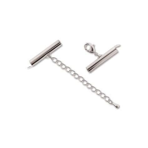 13x5mm Slide Connector With Extension Clasp Silver Plated 1pk