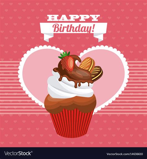 Happy Birthday Sweet Dessert Celebration Vector Image