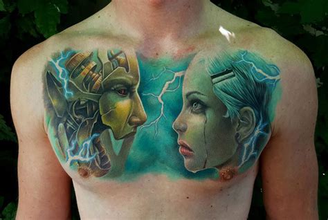 Cyborg Chest Piece | Best tattoo design ideas