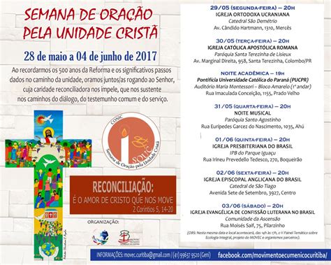 Semana De Ora O Pela Unidade Crist Arquidiocese De Curitiba