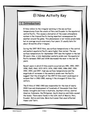 Fillable Online Oar Noaa El Nino Activity Key Fax Email Print PdfFiller