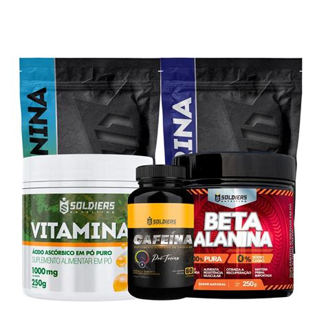 Kit Arginina G Beta Alanina G Taurina G Vitamina C Em