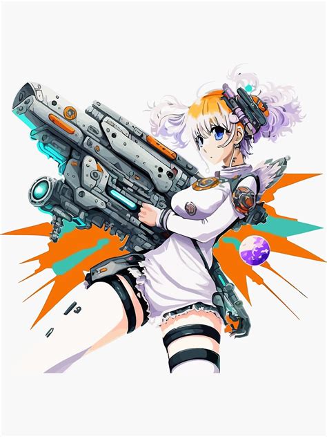 "Anime girl with giant gun" Sticker for Sale by artwaves | Redbubble