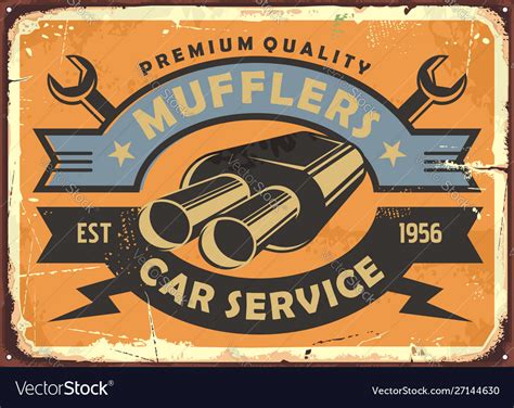 Car service and auto parts retro metal sign Vector Image