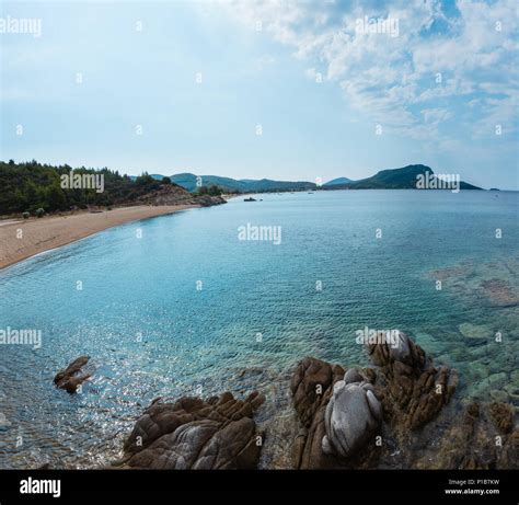 Summer Sea Coast Landscape Tristinika Beach Halkidiki Sithonia