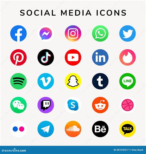 Vector Social Media Icons Vector Set With Facebook Instagram Twitter Tiktok Youtube Logos