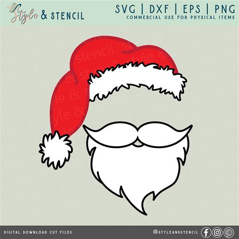 Santa Hat and Beard SVG Santa Hat SVG Santa Beard SVG | Etsy