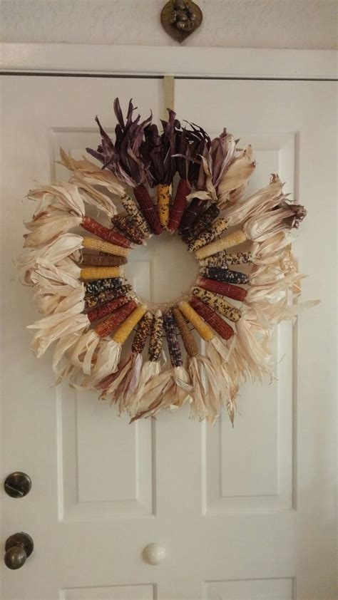 Indian corn wreath #fall #autumn | Indian corn wreath, Holiday wreaths ...