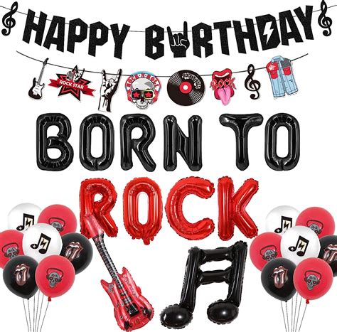 Rock And Roll Birthday Party Decorations Born To Rock Balloons Happy