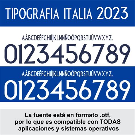 Tipografia Selecci N Italia Camiseta Ttf Otf Letras Numeros Dorsal