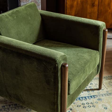 Lexington Armchair In Deep Green Velvet Natural Atkin And Thyme